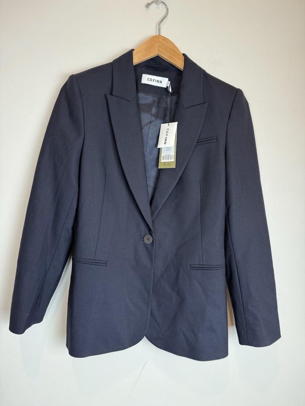 Cefinn Jamie New Wool Women’s Blazer Jacket Navy One Button US Sz 4 NWT